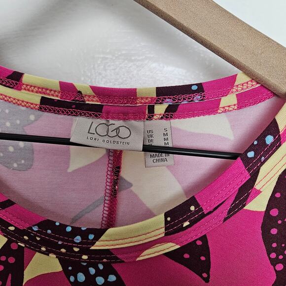 LOGO Lori Goldstein 2pc Tunic Tee Short Long Sleeve Lot S Hot Pink Maroon‎ - Picture 4 of 8
